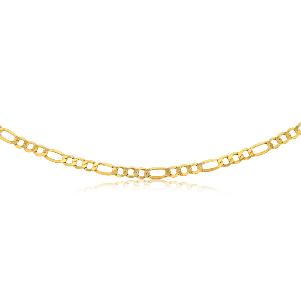 9ct Yellow Gold Diamond Cut 170 Gauge 1:3 Figaro 55cm Chain - Image 2