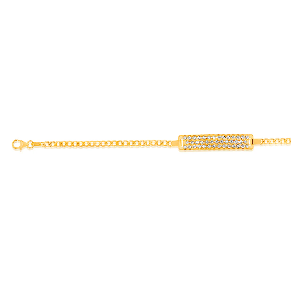 9ct Yellow Gold Diamond Cut 19cm ID Bracelet - Image 2