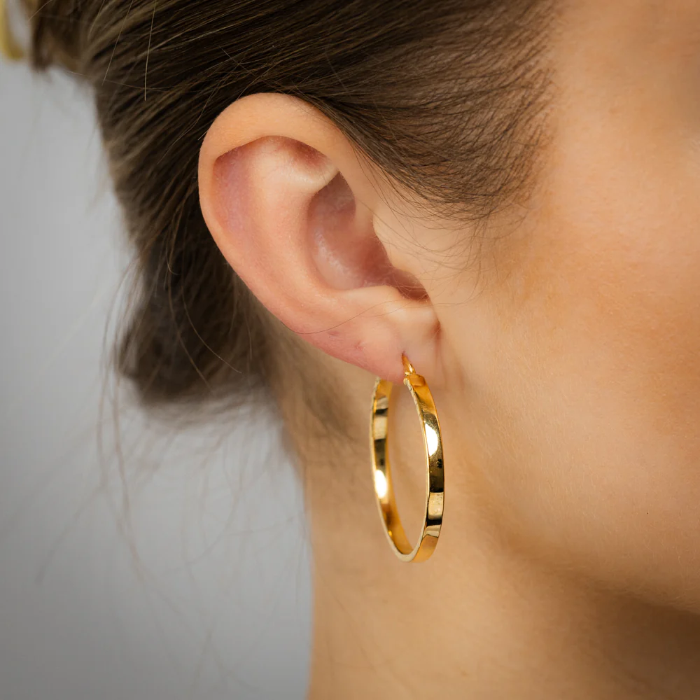 9ct Yellow Gold Diamond Cut 30mm Hoop Earrings - Image 2