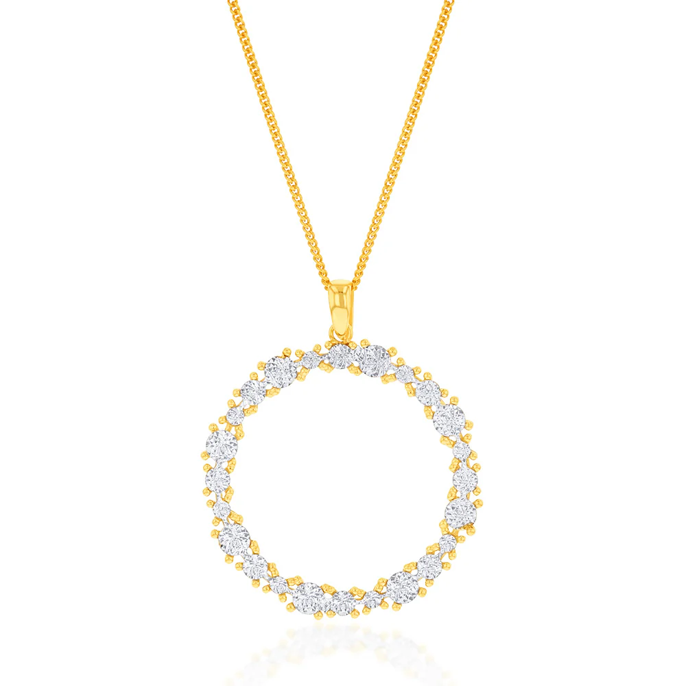 9ct Yellow Gold Diamond Cut Circle Of Life Pendant