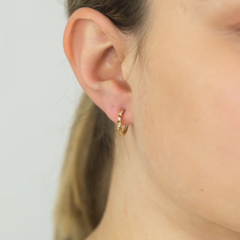 9ct Yellow Gold Diamond Cut Cubic Zirconia Hoops - Image 2