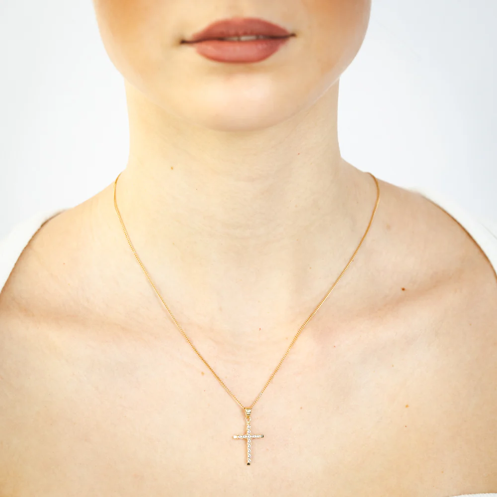 9ct Yellow Gold Diamond Cut Fancy Cross Pendant - Image 2