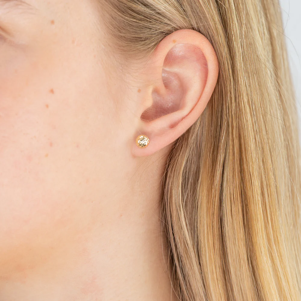 9ct Yellow Gold Diamond Cut Half Round 6mm Stud Earrings - Image 2