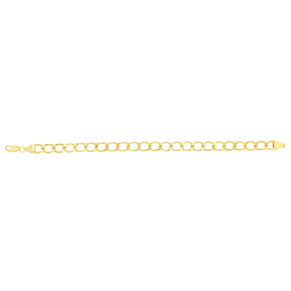 9ct Yellow Gold Diamond Cut Hollow 21cm Curb Bracelet - Image 2