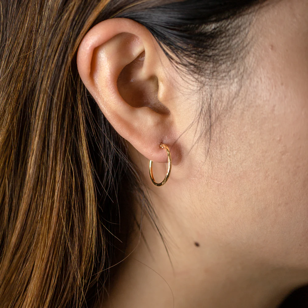 9ct Yellow Gold  Diamond Cut  Hoop Earrings - Image 2
