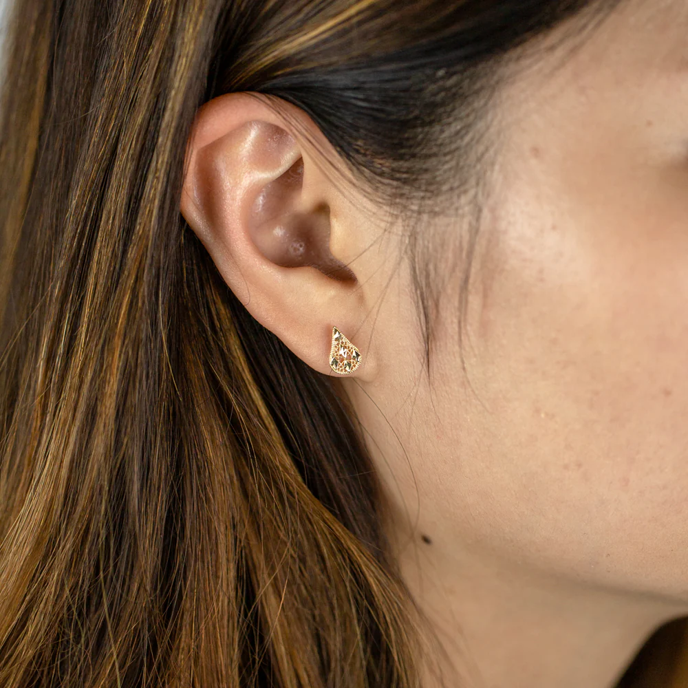 9ct Yellow Gold Diamond Cut Stud Earrings - Image 2