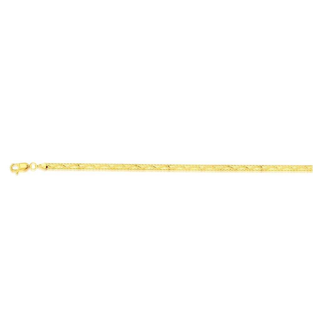9ct Yellow Gold Diamond Cut Wave Herringbone 17.5cm Bracelet - Image 2
