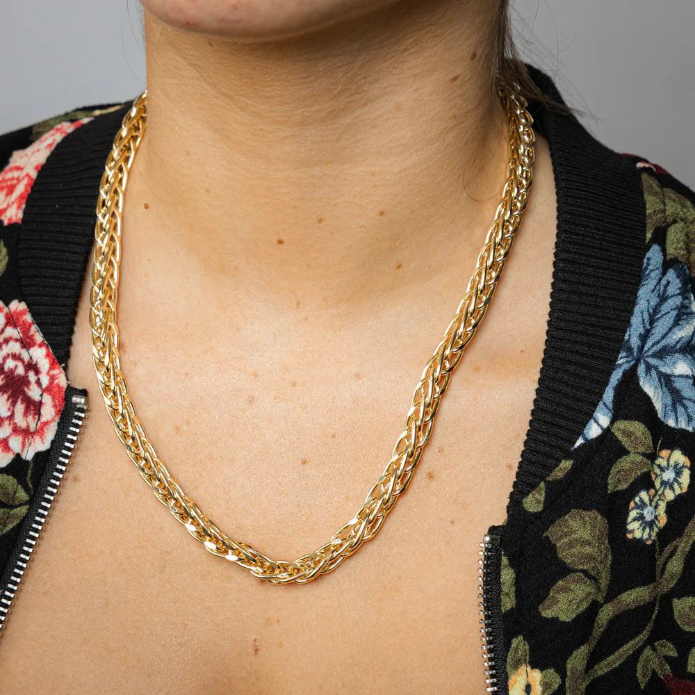 9ct Yellow Gold Diamond Cut Wheat Hollow 50cm Chain - Image 3