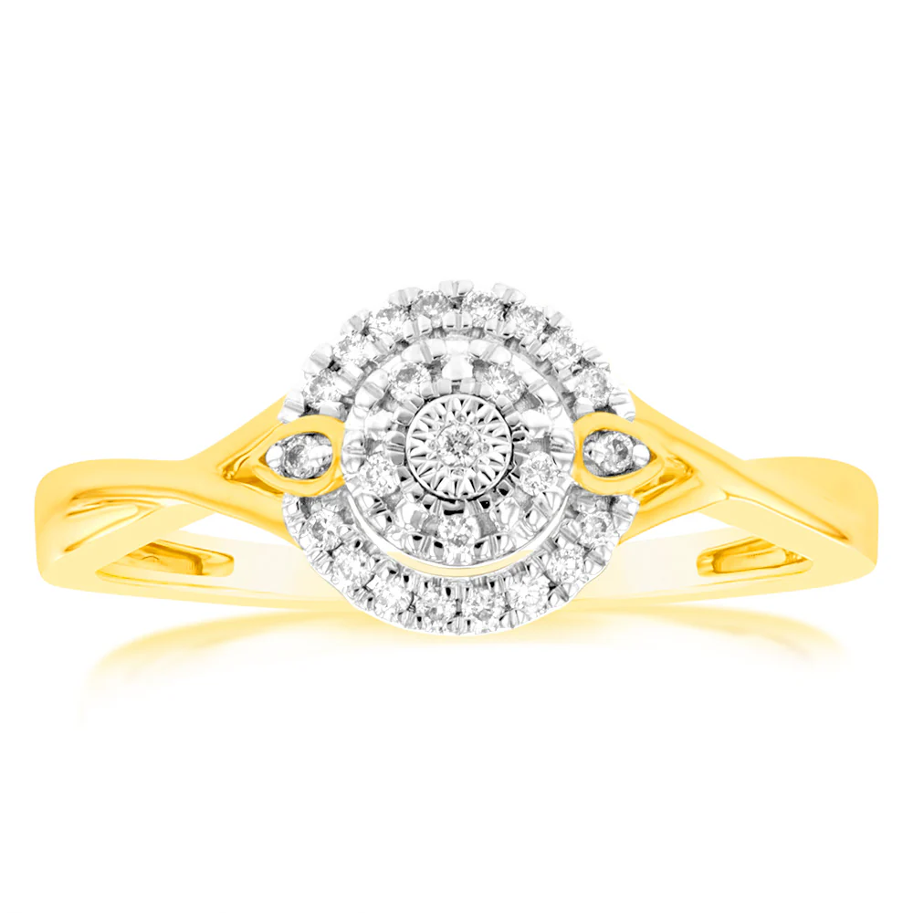 9ct Yellow Gold Diamond Dress Ring