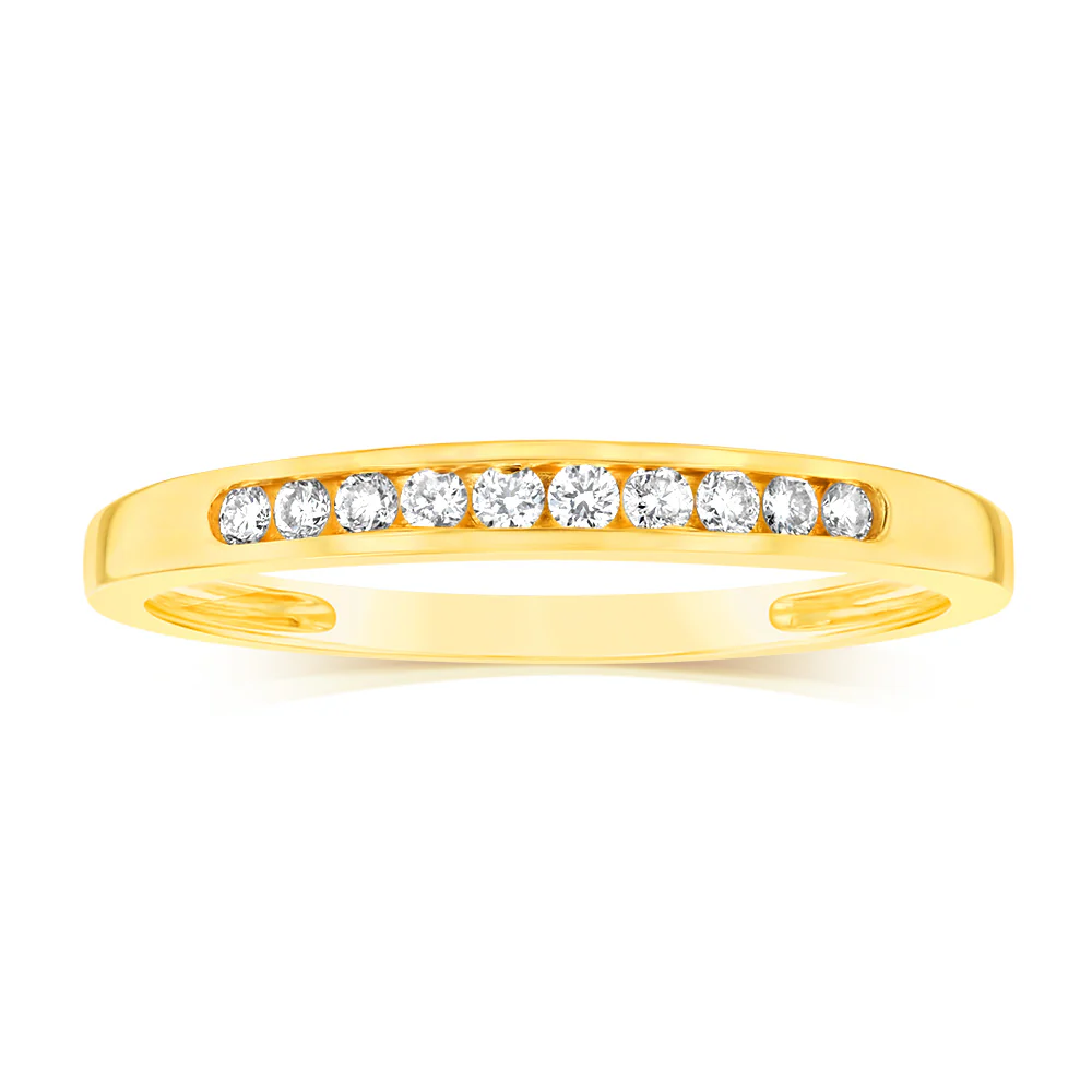 9ct Yellow Gold Diamond Eternity Ring with 10 Diamonds