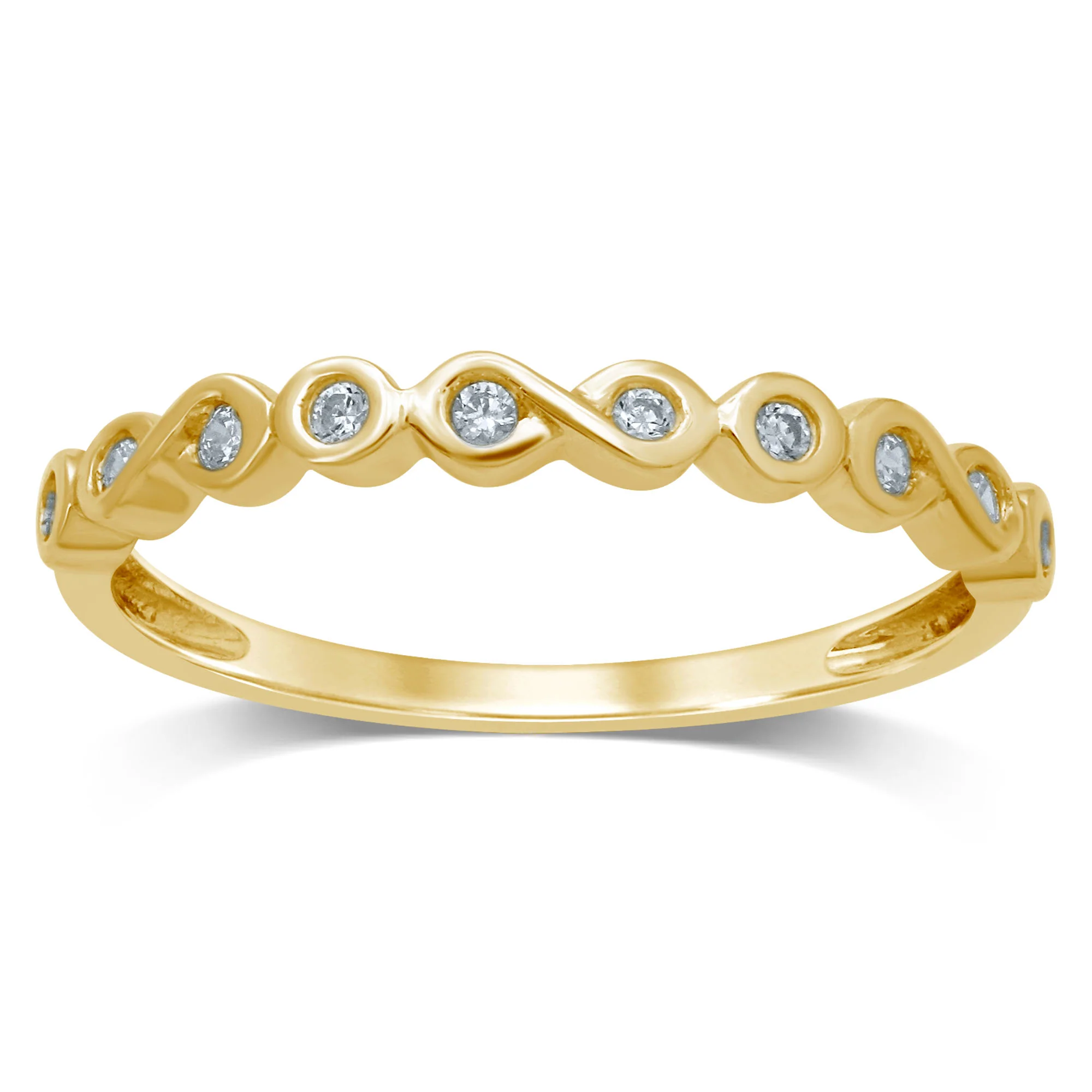 9ct Yellow Gold Diamond Infinity Bezel Ring with 10 Brilliant Diamonds