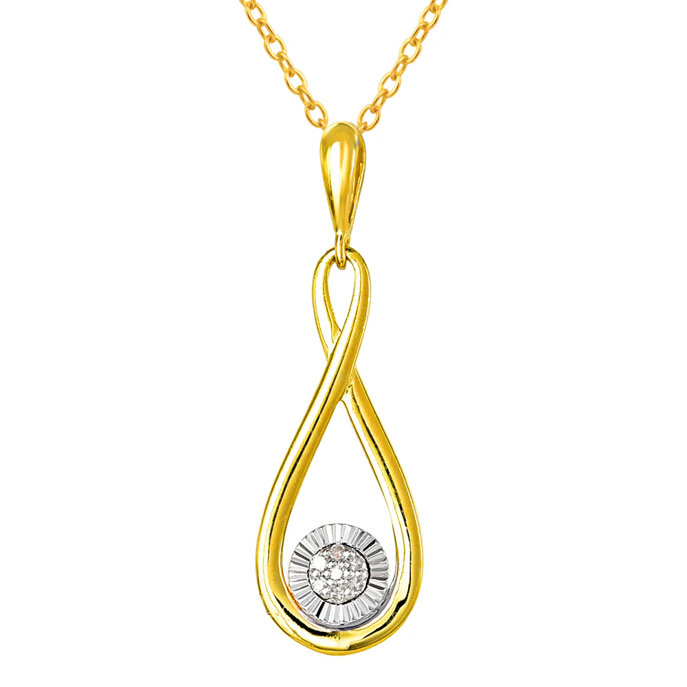 9ct Yellow Gold Diamond Infinity Pendant with 7 Brilliant Diamonds