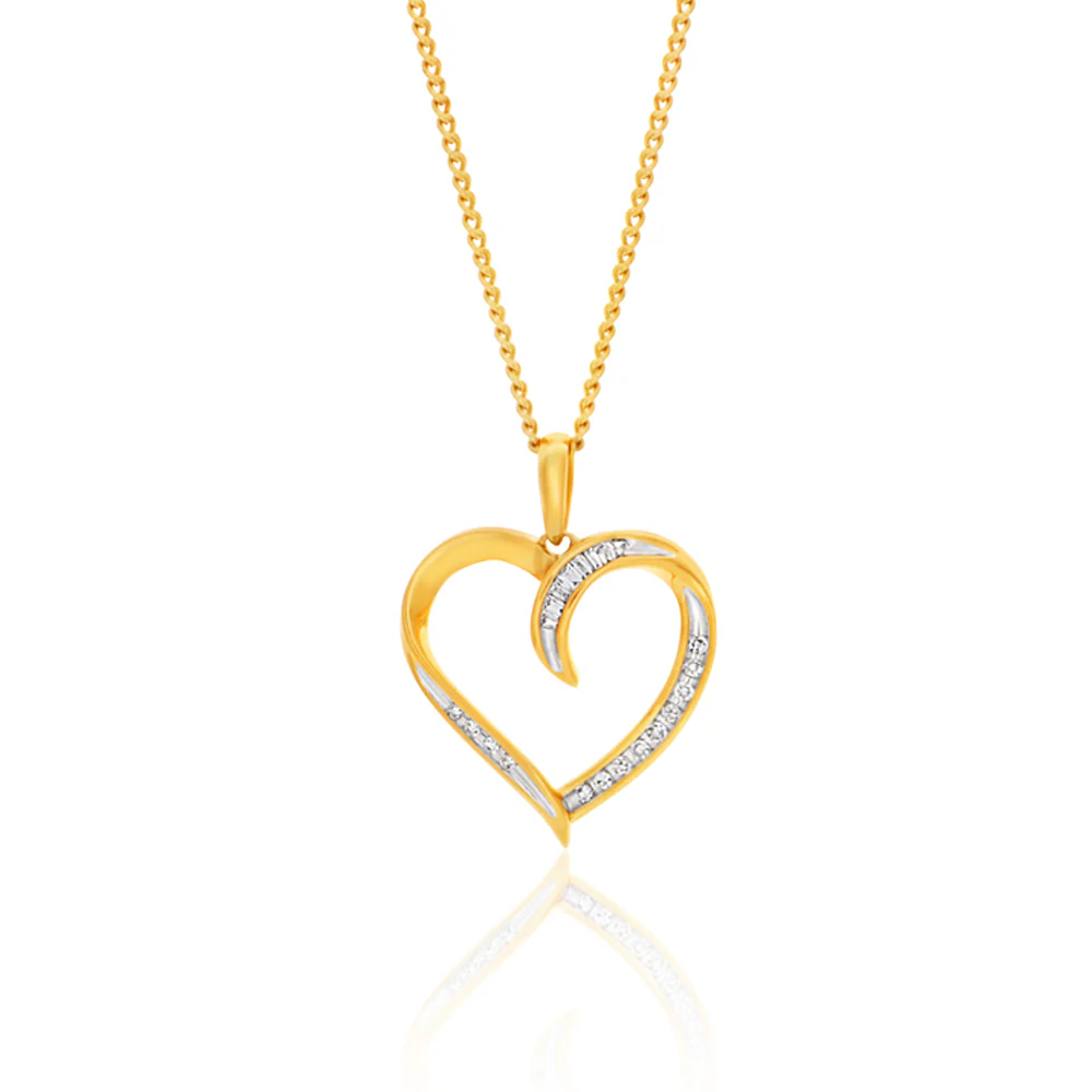 9ct Yellow Gold Diamond Pendant Set with 21 Brilliant Diamonds