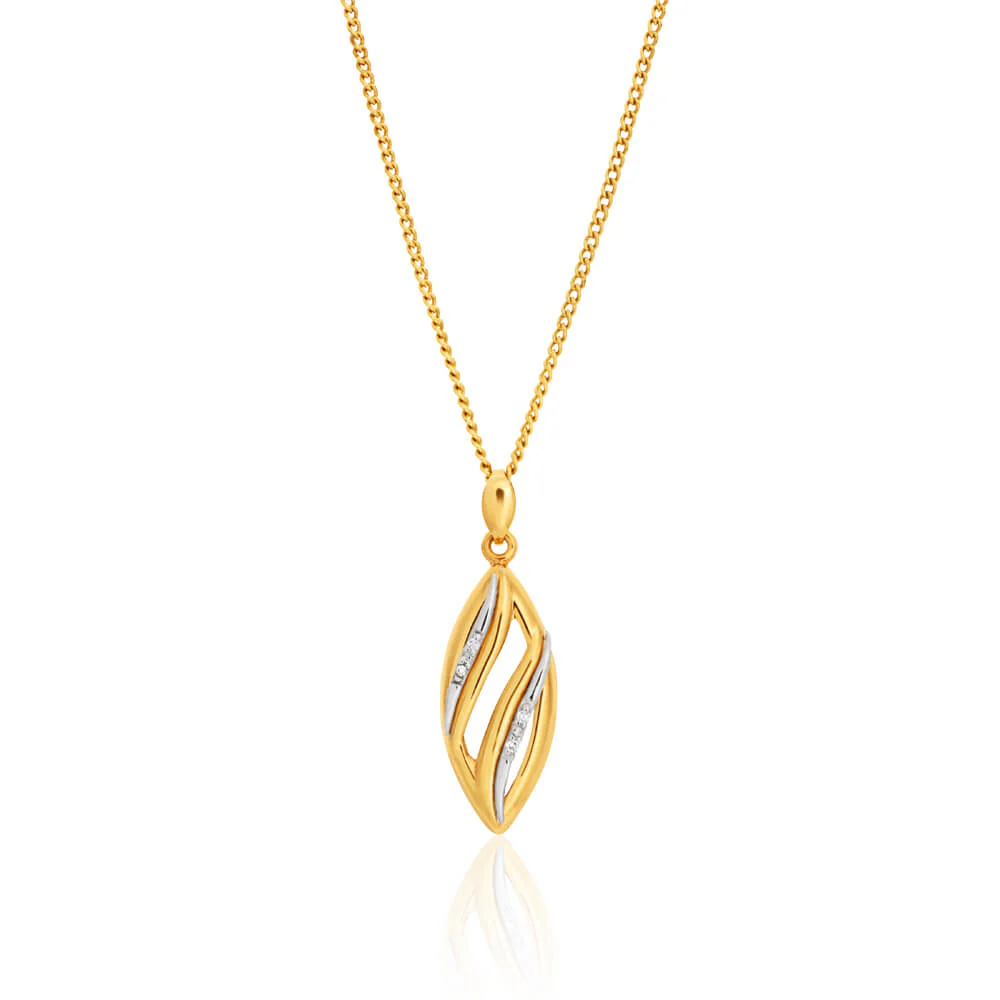 9ct Yellow Gold Diamond Pendant Set with 4 Brilliant Diamonds