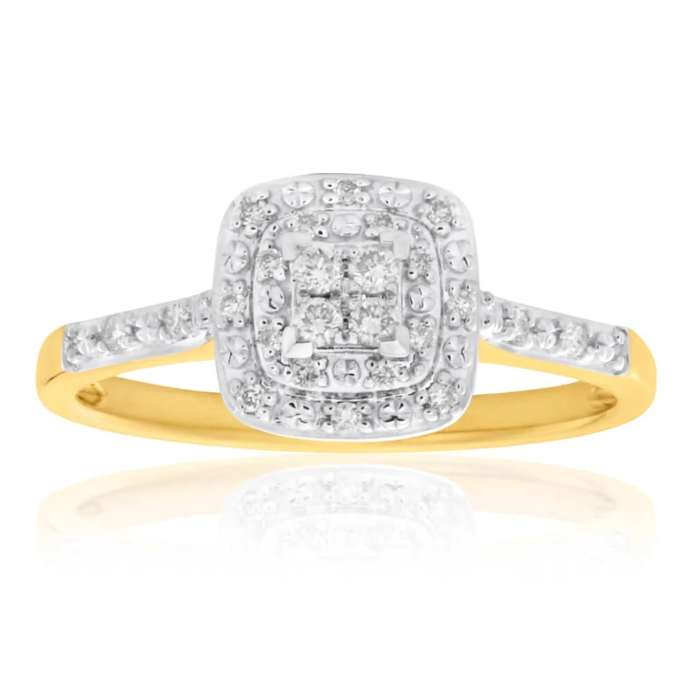 9ct Yellow Gold Diamond Ring