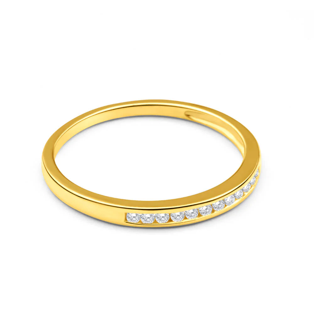 9ct Yellow Gold Diamond Ring Set with 12 Brilliant Diamonds - Image 2