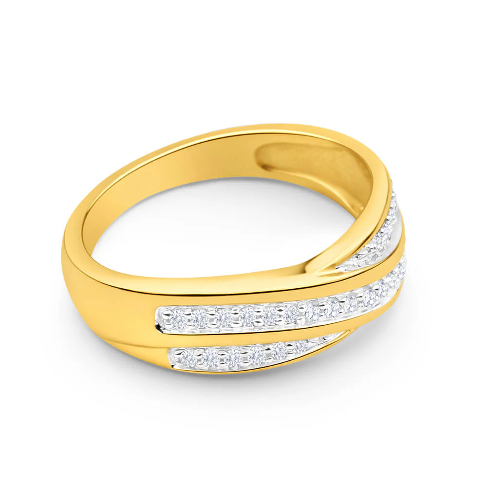 9ct Yellow Gold Diamond Ring Set with 29 Brilliant Diamonds - Image 2