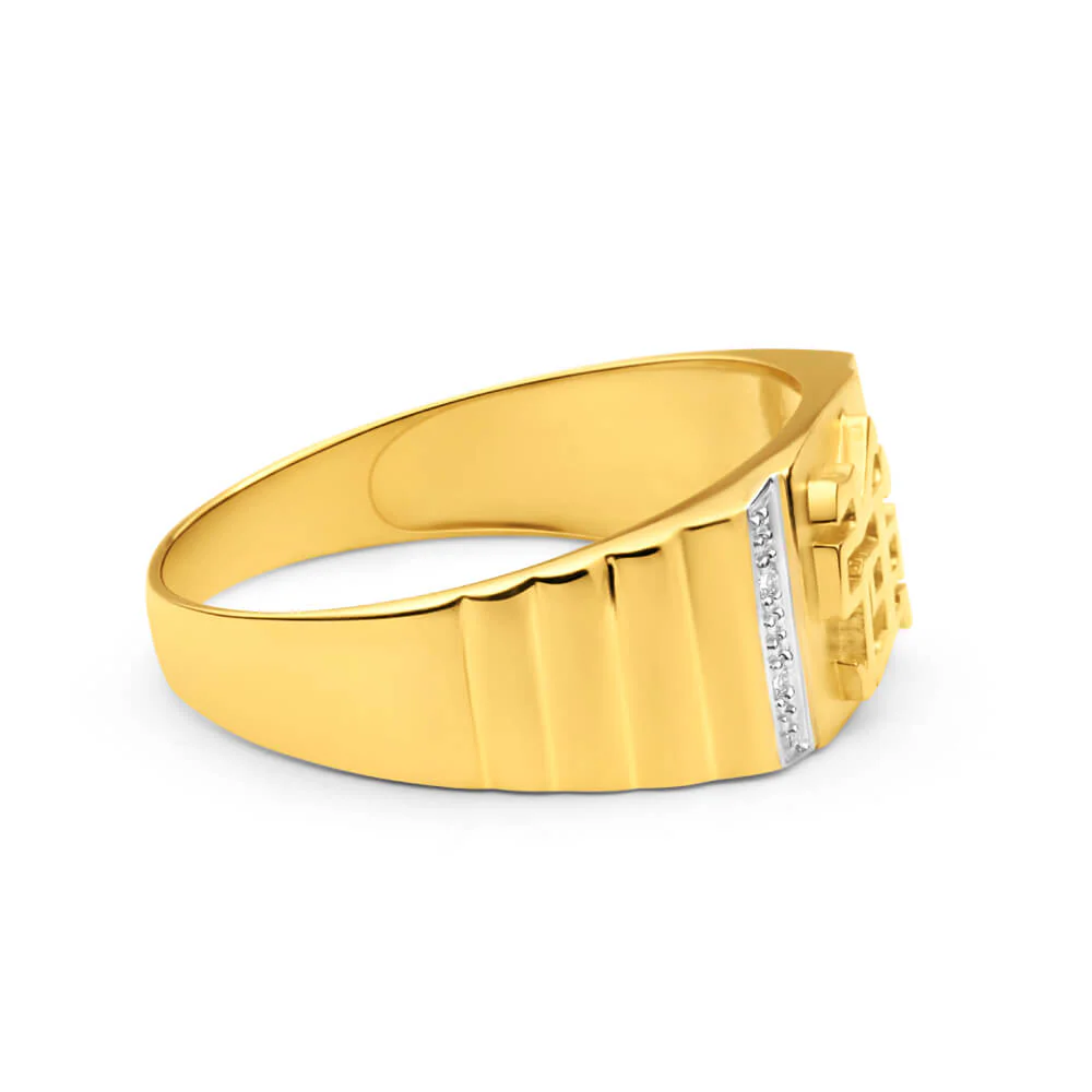 9ct Yellow Gold Diamond Ring Set with 4 Brilliant Diamonds - Image 2