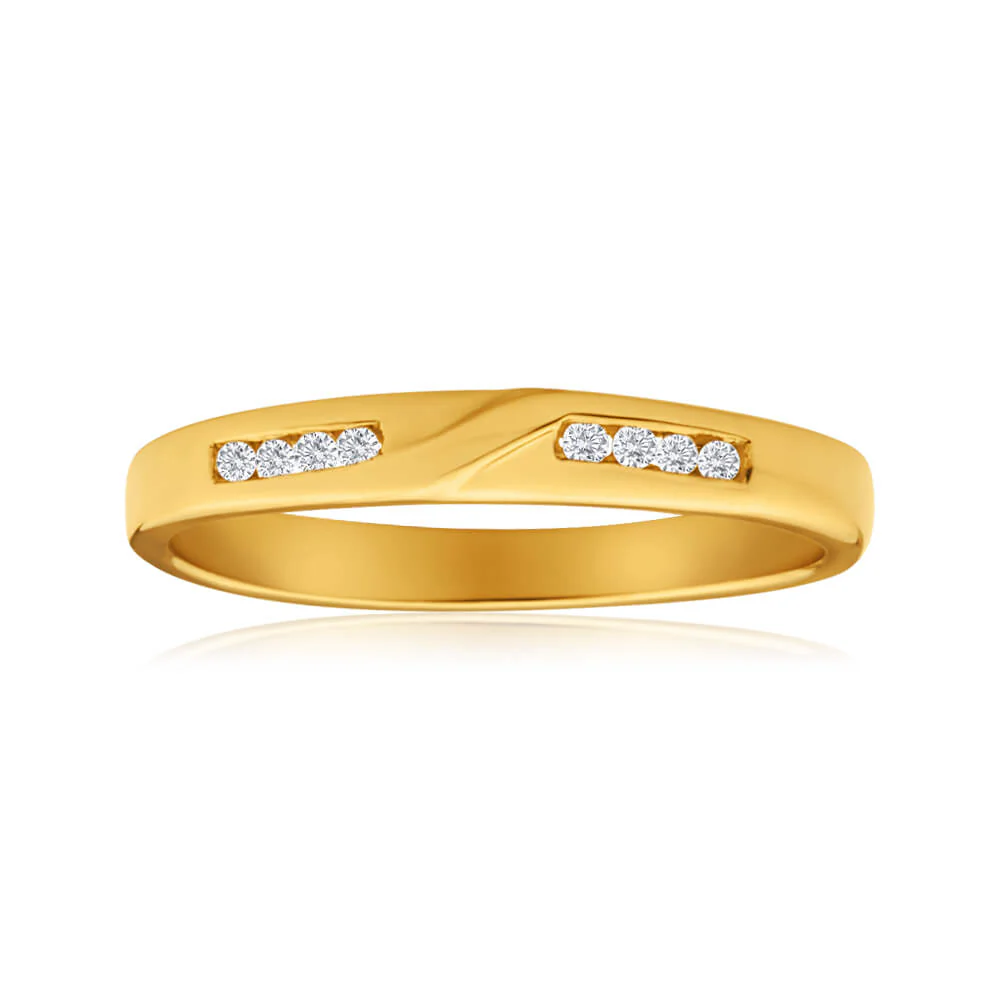 9ct Yellow Gold Diamond Ring Set with 8 Points of Brilliant Diamonds