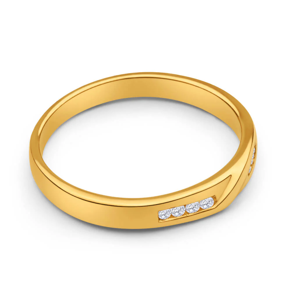 9ct Yellow Gold Diamond Ring Set with 8 Points of Brilliant Diamonds - Image 2