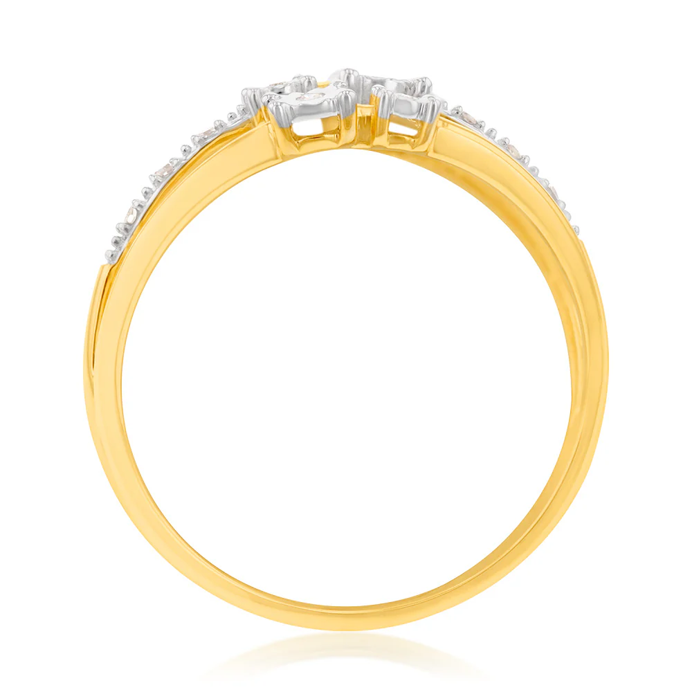 9ct Yellow Gold Diamond Ring with 12 Brilliant Diamonds - Image 2