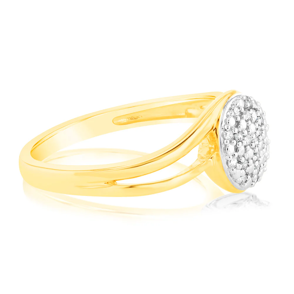 9ct Yellow Gold Diamond Ring with 19 Brilliant Cut Diamonds - Image 2
