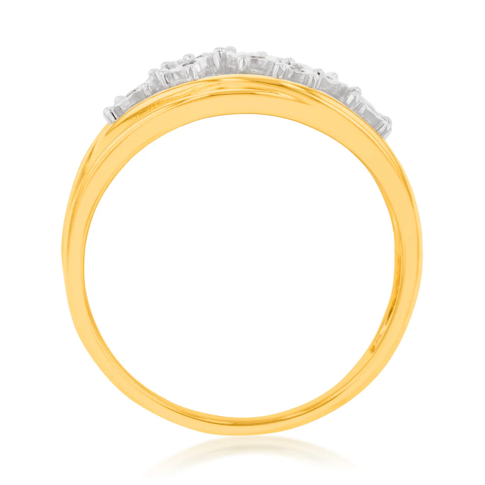 9ct Yellow Gold Diamond Ring with 8 Brilliant Diamonds - Image 2