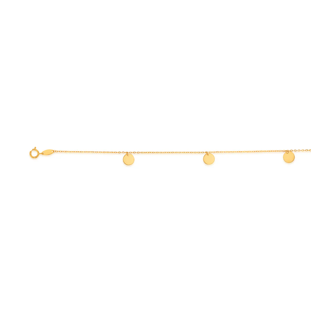 9ct Yellow Gold Disc Charm 27cm Anklet - Image 2