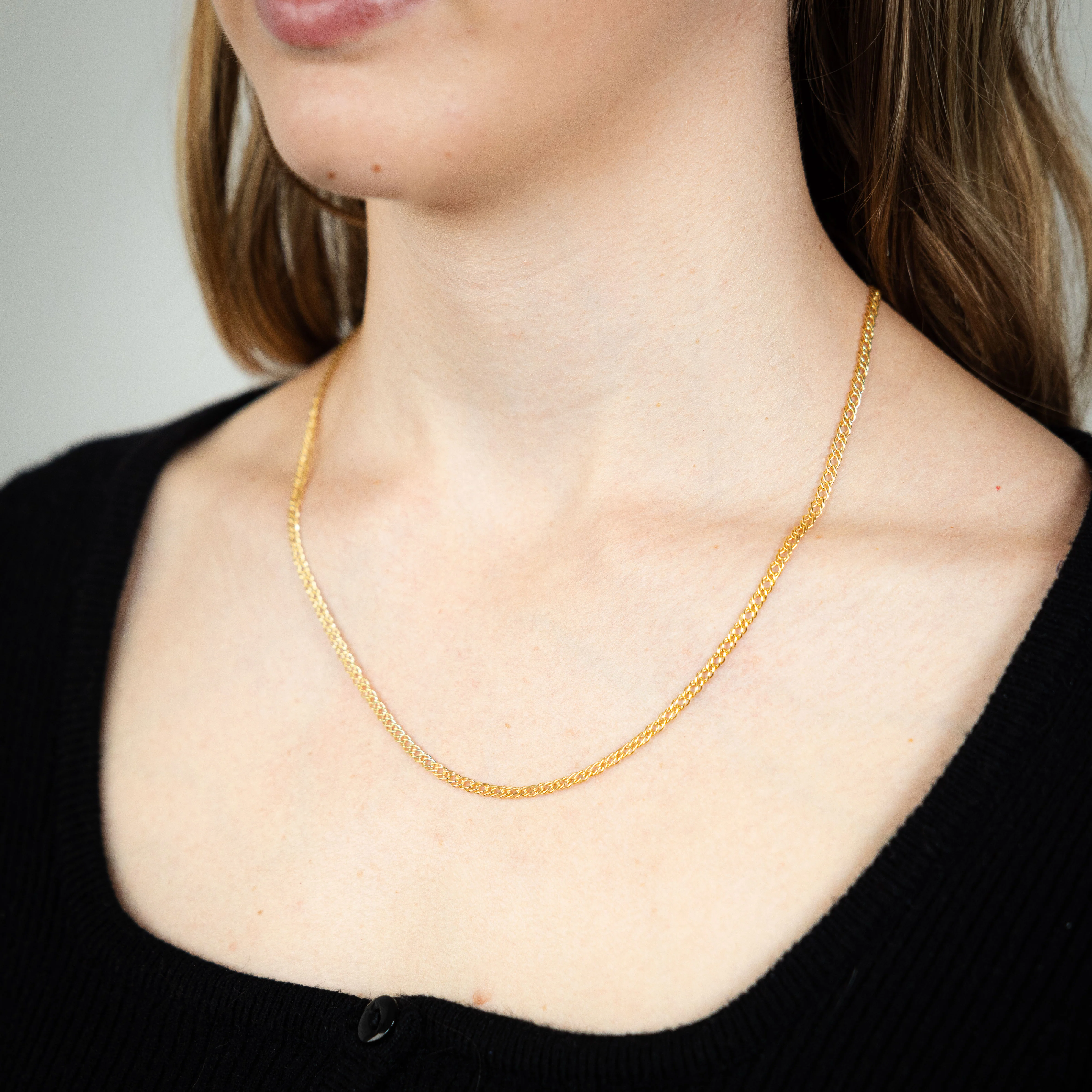 9ct Yellow Gold  Double Curb Fancy 50cm Chain - Image 3