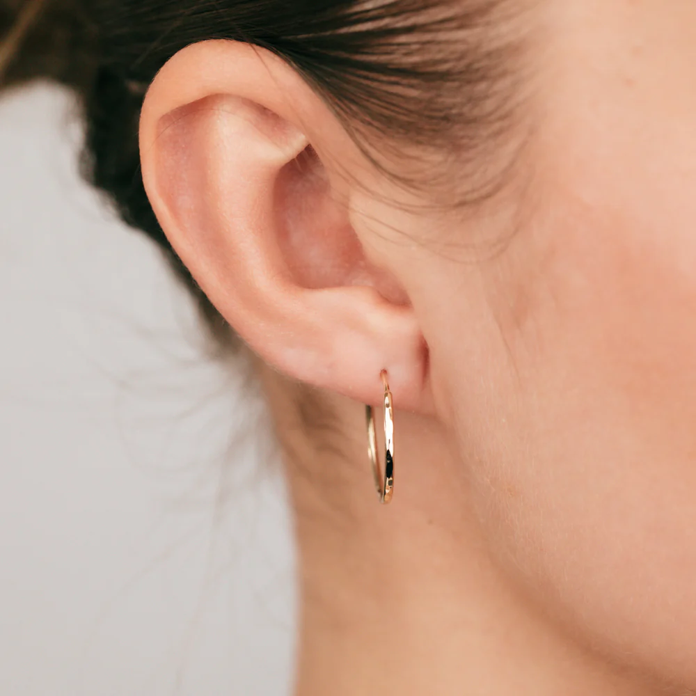 9ct Yellow Gold Double Side Diamond Cut 15mm Sleeper Earrings