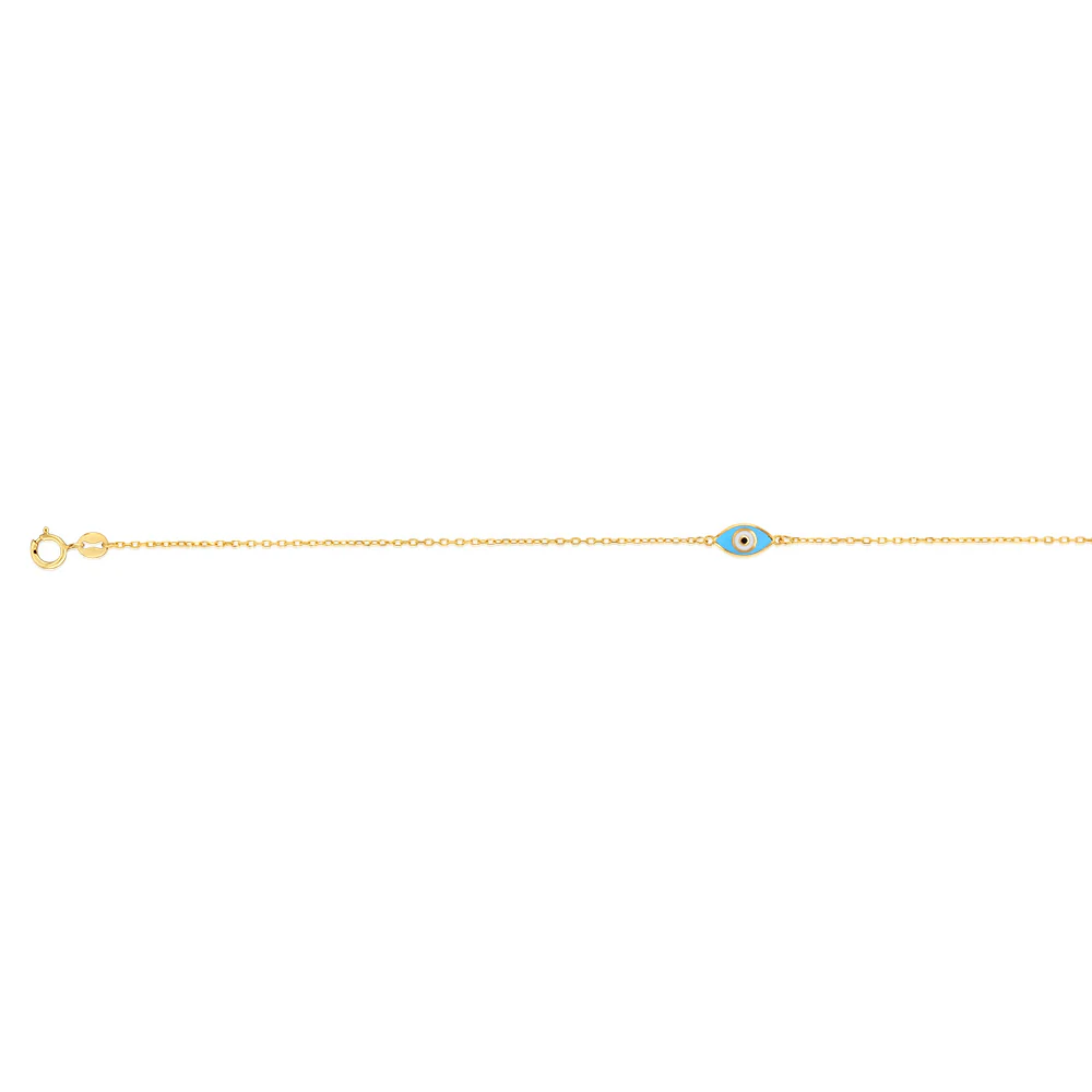9ct Yellow Gold Double Sided Evil Eye 19cm Bracelet - Image 2