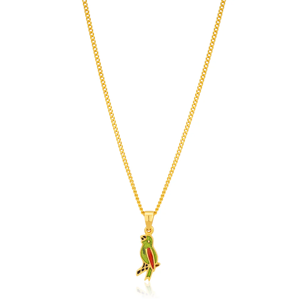 9ct Yellow Gold & Enamel Parrot 4.2MM Pendant