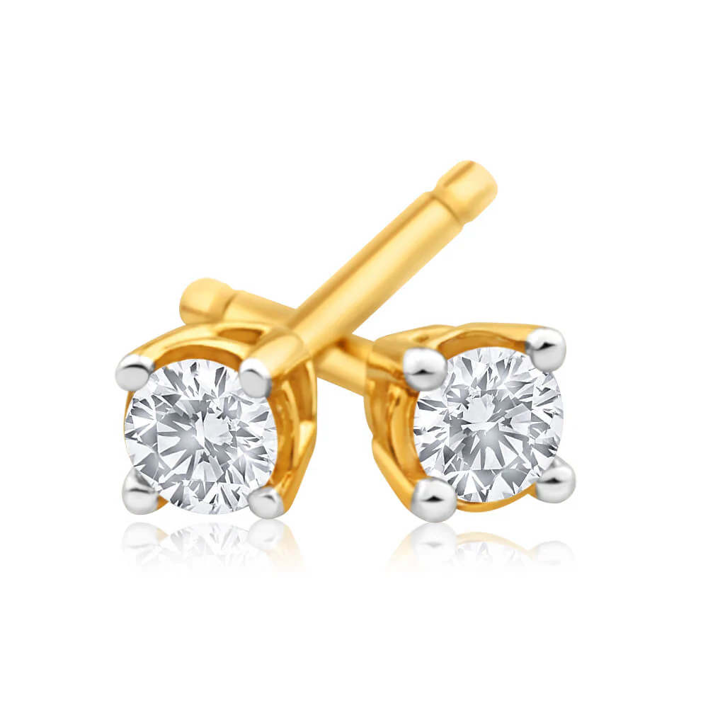 9ct Yellow Gold Enticing Diamond Stud Earrings - Image 2