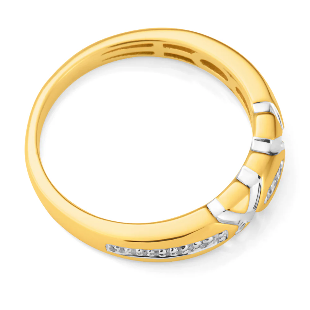 9ct Yellow Gold Eternity Ring with 23 Diamonds with White Rhodium Plating - Image 2