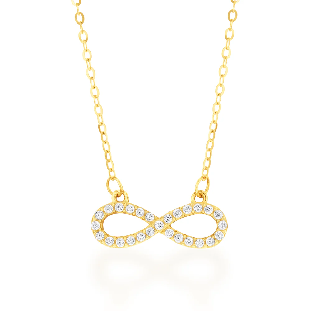 9ct Yellow Gold "Everlasting Love" 45cm Zirconia Infinity Necklet