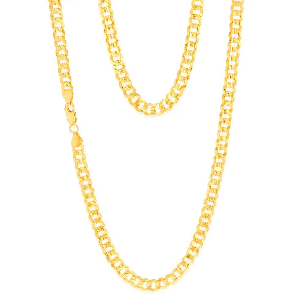 9ct Yellow Gold Extra Flat Curb 55cm Chain