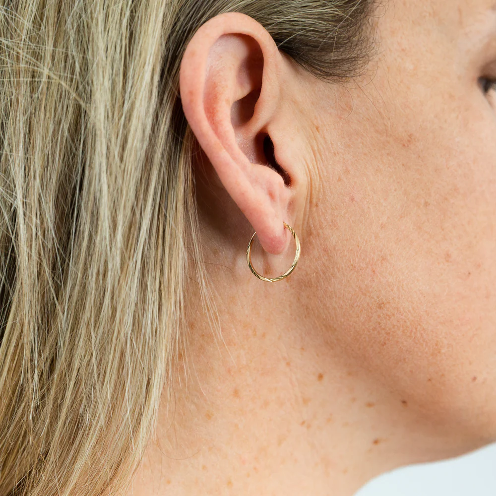 9ct Yellow Gold Fancy 18mm Sleeper Earrings - Image 2