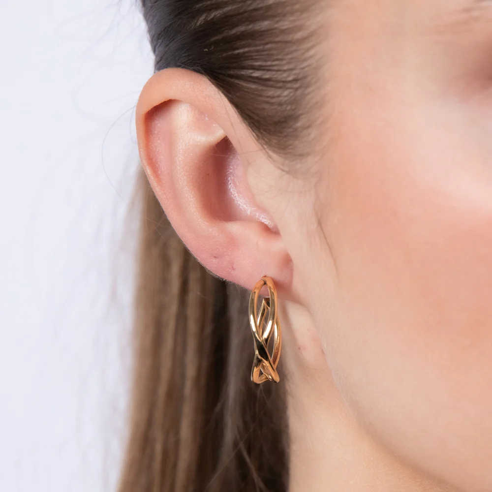 9ct Yellow Gold Fancy 20mm Hoop Earrings - Image 2