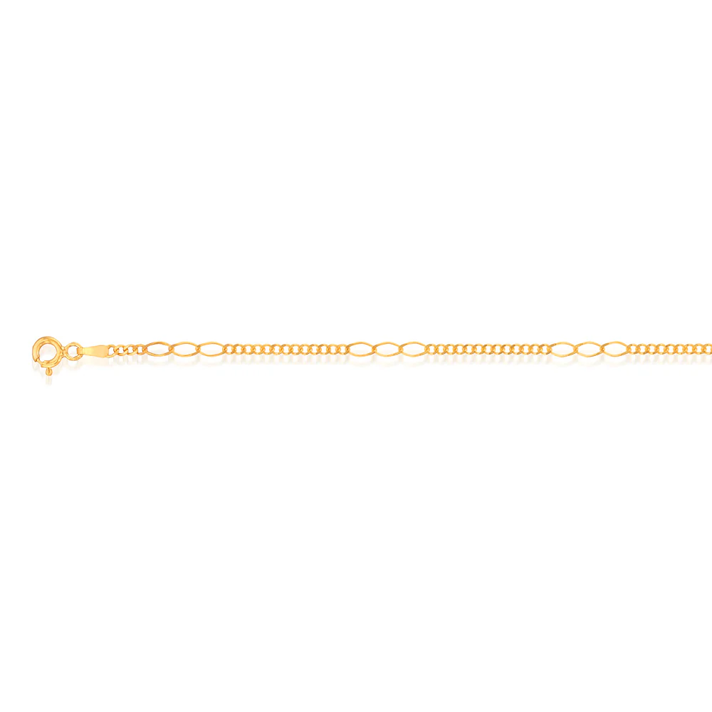 9ct Yellow Gold Fancy 50 Gauge Curb 27cm Anklet - Image 2