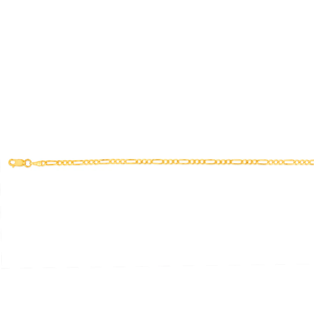 9ct Yellow Gold Fancy 70 Gauge 27cm Figaro 1:3 Anklet - Image 2