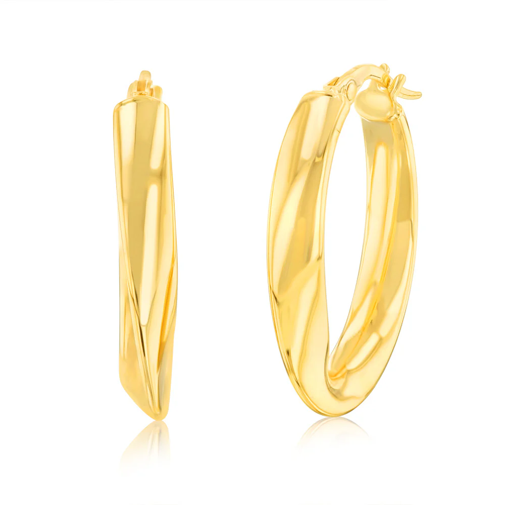 9ct Yellow Gold Fancy Abstract Hoop Earrings - Image 2