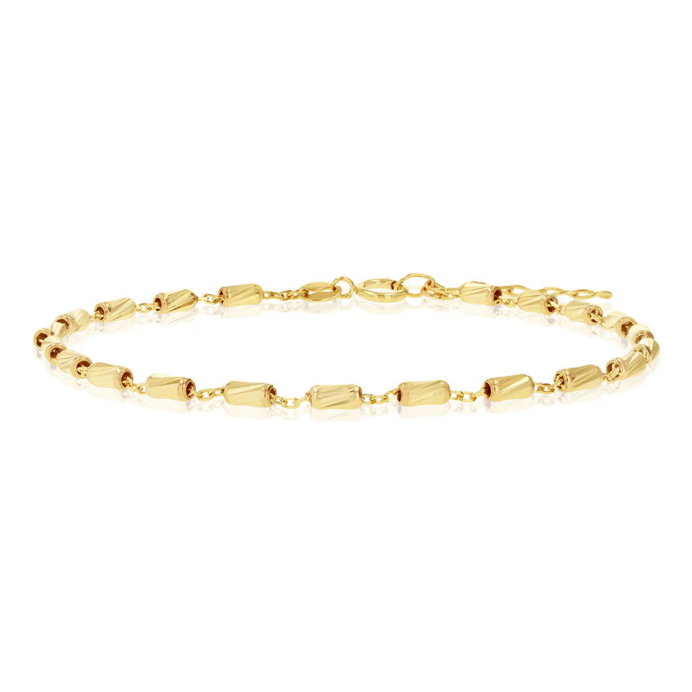 9ct Yellow Gold Fancy Diamond Cut 19cm Bracelet