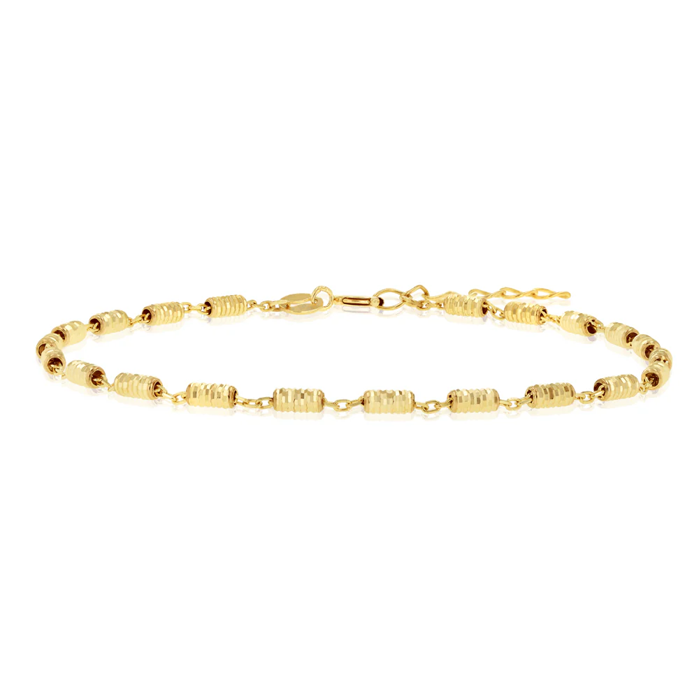 9ct Yellow Gold Fancy Diamond Cut 19cm Bracelet