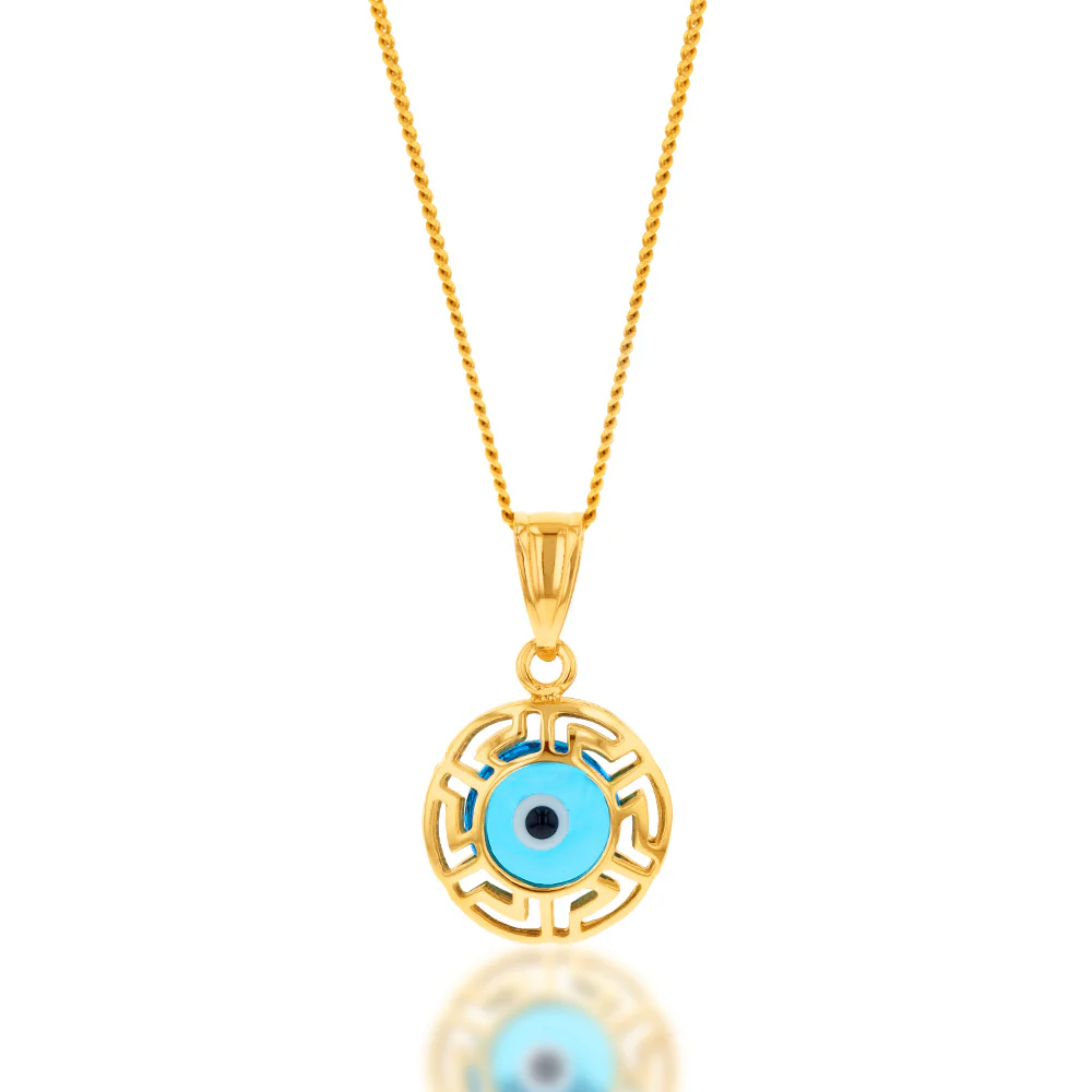 9ct Yellow Gold Fancy Evil Eye Pendant