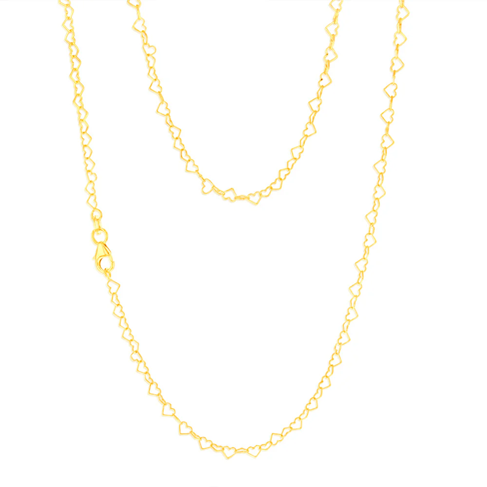 9ct Yellow Gold Fancy Heart 45cm Chain