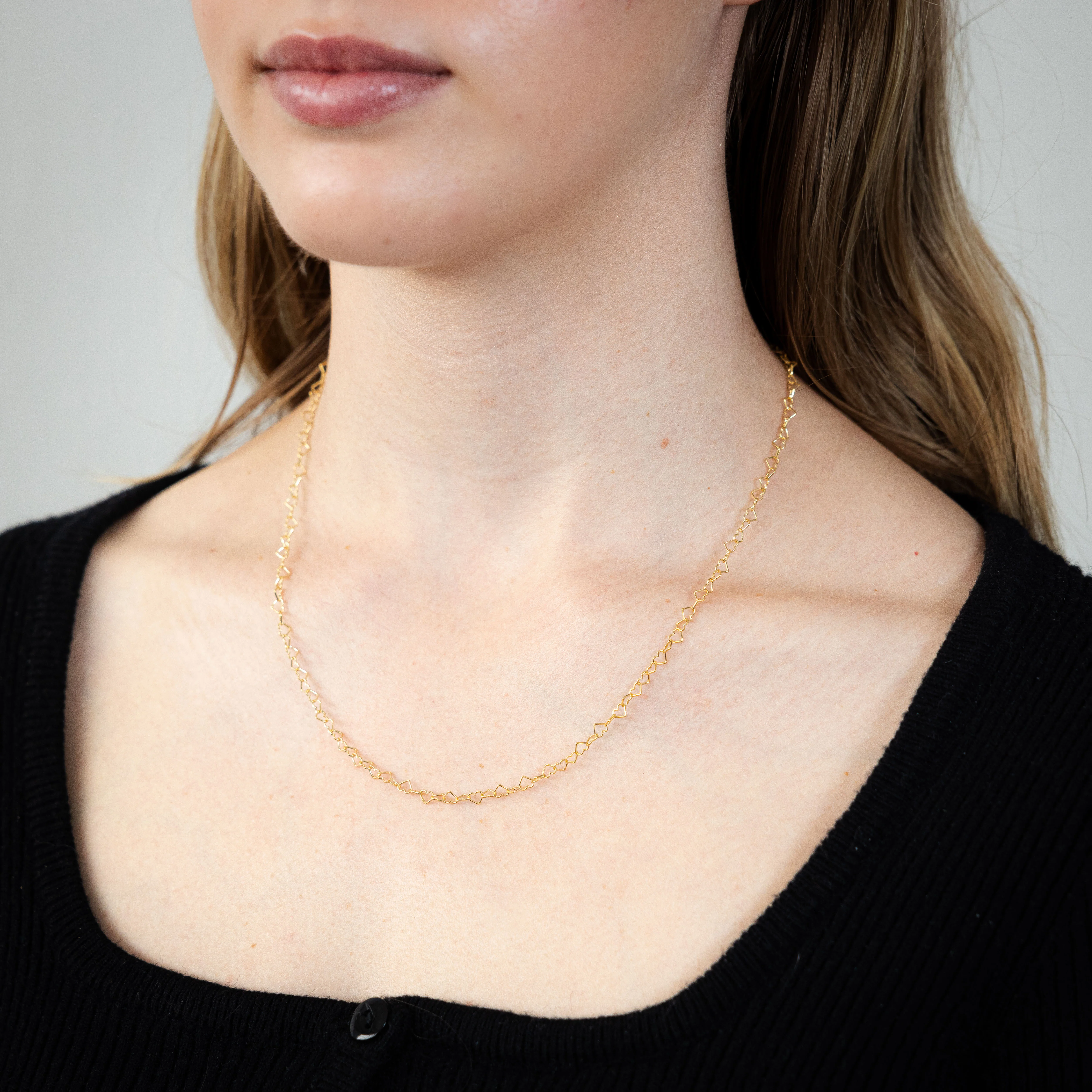 9ct Yellow Gold Fancy Heart 45cm Chain - Image 3