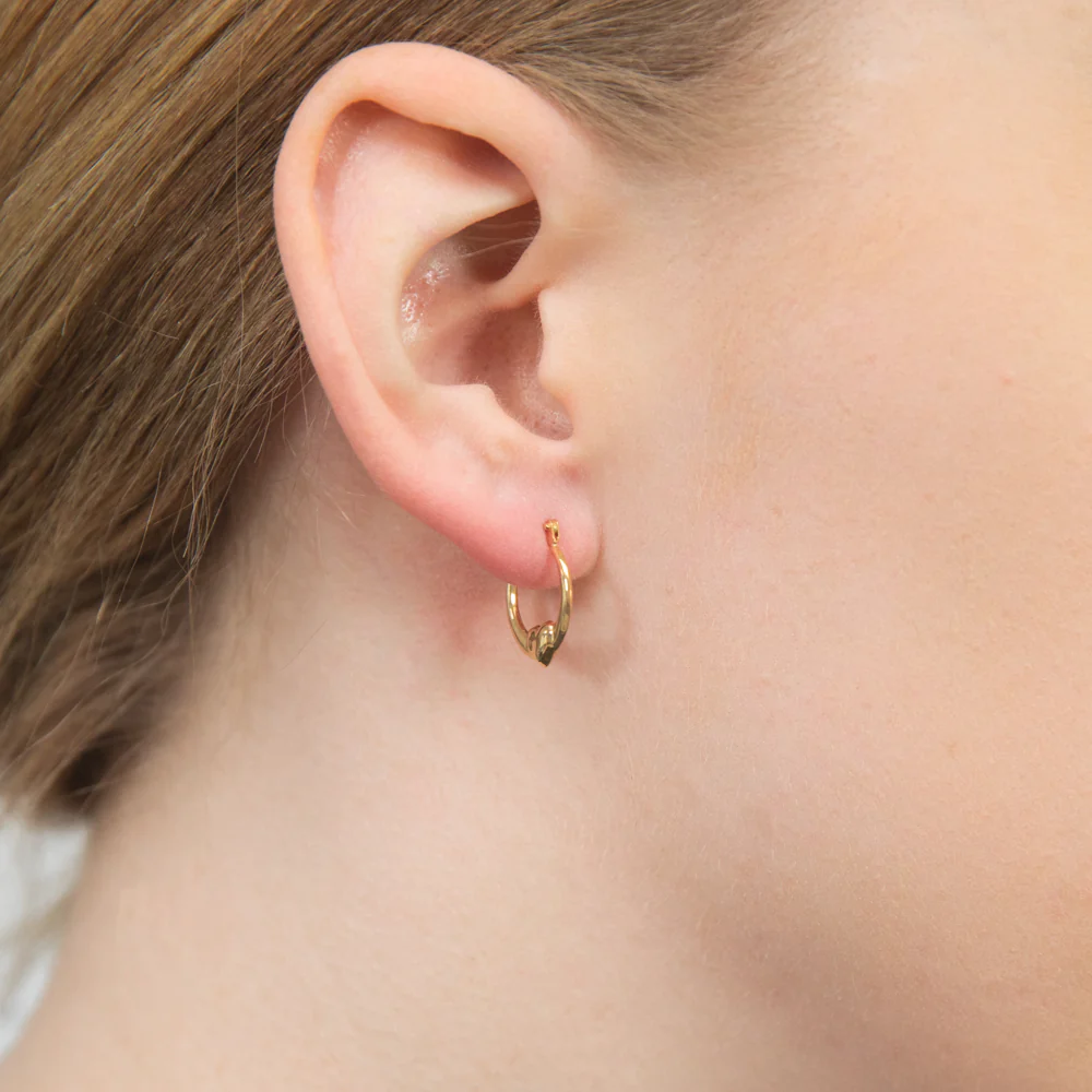 9ct Yellow Gold Fancy Heart Hoop Earring - Image 2