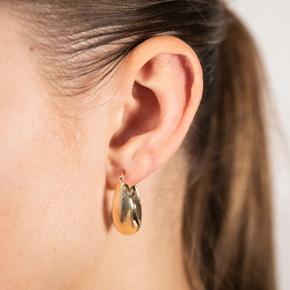 9ct Yellow Gold Fancy Hoop Earrings - Image 2