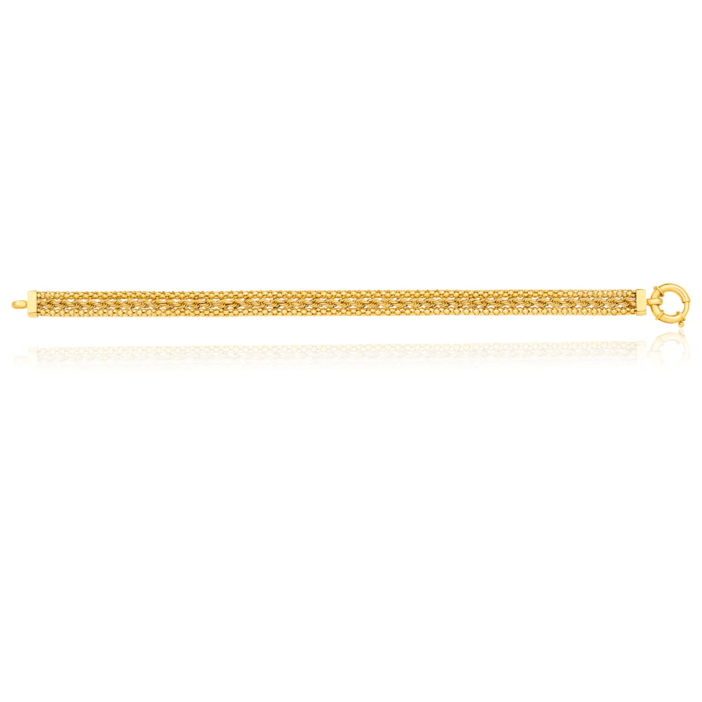 9ct Yellow Gold Fancy Mesh Bracelet with Bolt Ring  19cm - Image 2