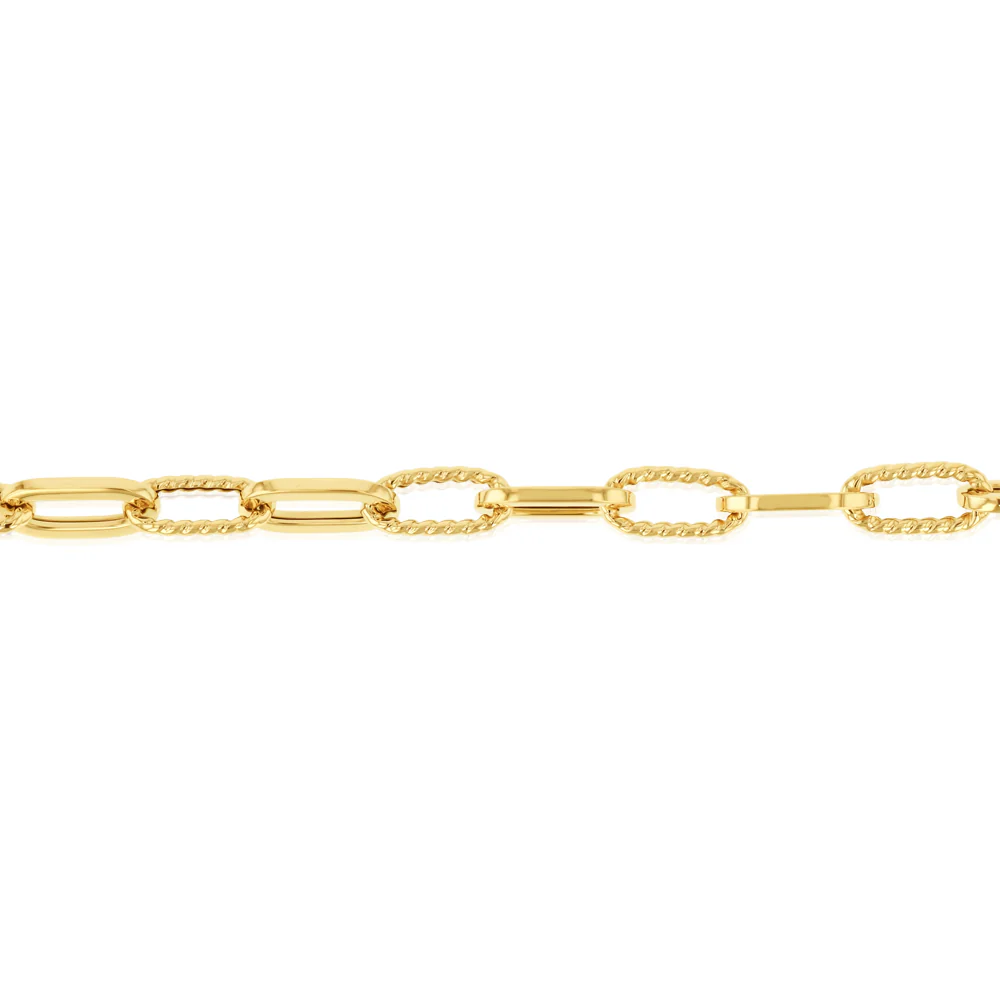 9ct Yellow Gold Fancy Paperclip 19cm Bracelet - Image 3